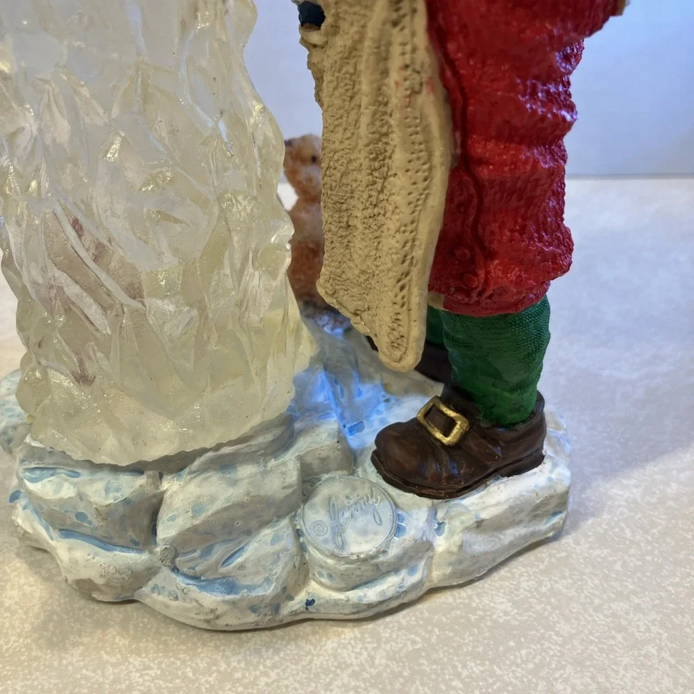 Vtg Santa Claus Carving Ice Angel Figurine Resin Christmas Decor Squirrel Bird